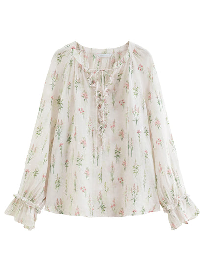 DUSHU 【Breathable Series】Summer Women's Linen Shirt Skirt Set Relaxed Fit Effortless Style Vacation Summer Getaways