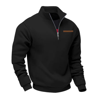 American autumn and winter heavy fleece long-sleeved men's sweater half zipper loose stand-up collar pullover men's sweater