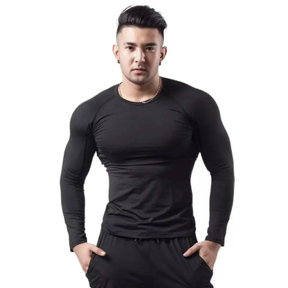 Men Running T Shirt - Quick Dry Compression Fitness Top Long Sleeve Gym Shirt