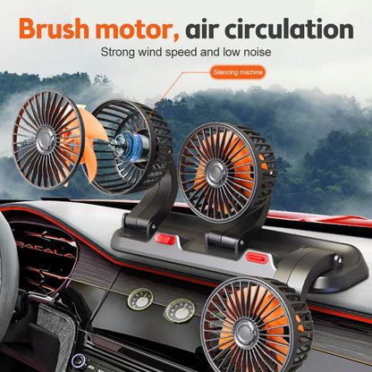 12V Automotive Fan Car Fan 24V 360° Adjustable 3-Head Air Fan Low Noise Multifunctional Temporary Parking Fan for Auto Vehicles