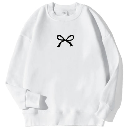 Casual Women's Sweatshirts Kawaii Bow Graphic Prints Pullover Comfortable Warm Oversize Hoodie Autumn Fleece Soft Female Clothes