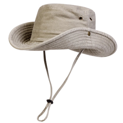 Washed Cotton Bucket Hat – Men's Wide Brim Casual Sun Hat