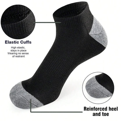 5 Pairs Ankle Running Socks Men Solid Sweat Absorbing Short Socks Comfortable Breathable Low Cut Sport Socks
