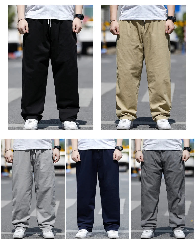 Large Size Men's Casual Pants XL-8XL Plus Size Straight Loose Fit Trousers Elastic Waist Oversized Cotton SweatPants Outdoor