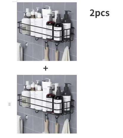 Wrought Iron Bathroom Shelf - Wall-Mounted Shower Gel Storage Rack