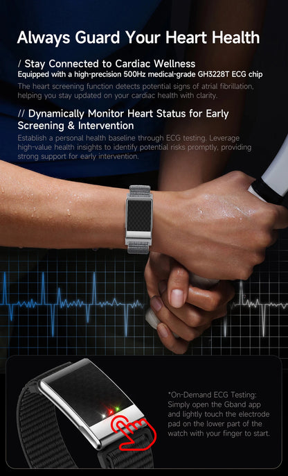 New No Screen Health Bracelet Precise Heart Rate Blood Pressure ECG Monitor Call Reminder Smart Watch Sport Band Fitness Tracker