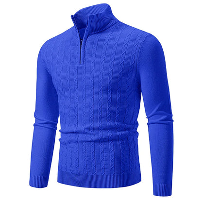Autumn Winter New Men's Half Zipper Knitted Pullovers Fashion Slim Fit Sweater Men Casual Mock Neck Warm Knit Sweater Pullovers