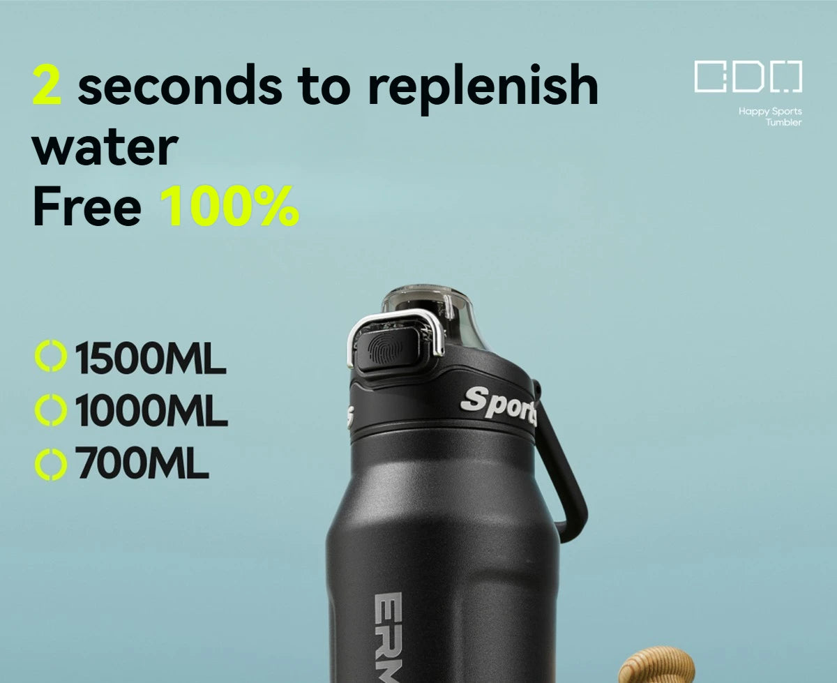 Insulated Water Bottle Stainless Steel Tumble Cycling Cold And Hot Flasks Double Wall Portable With Handle Sports Outdoor Cup