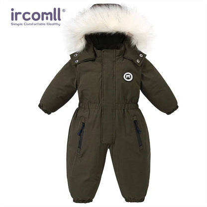 Kids Winter Snowsuit - Waterproof Toddler Snow Jumpsuit with Plush Velvet Jacket