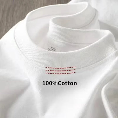 2026 New Eco Friendly Comfortable Pure White Heavy T Shirt Mens Summer Pure Cotton Short Sleeve Unisex Streetwear Fashion