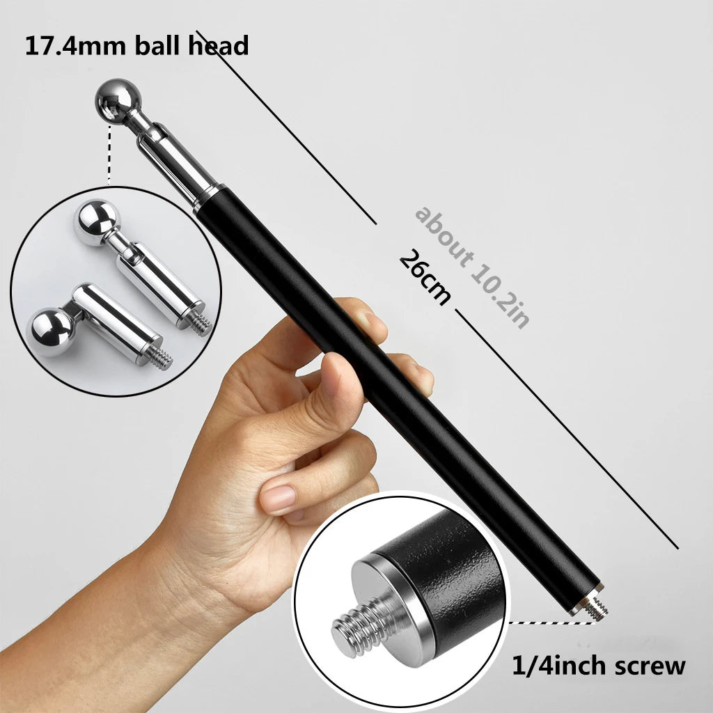 Metal Tube Extendable Rod Selfie Stick Monopod Extention Pole Stand Holder with 1/4inch Screw Ball Head for Mobile Phone Cameras