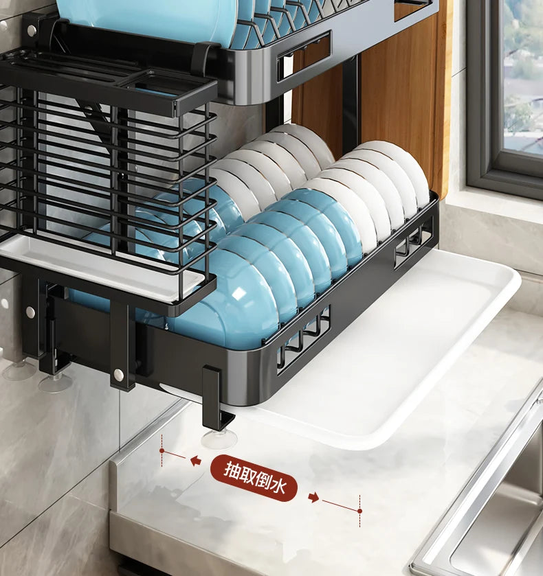 Foldable Kitchen Rack - 3 Layer Rust Resistant Bowl Rack | Punch Free Wall Mounted Storage
