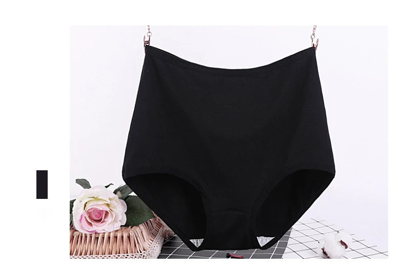 3pcs Cotton Women Panties Lady Plus Size Underwear Large Size High Waist Briefs Breathable Solid Color Female Lingerie