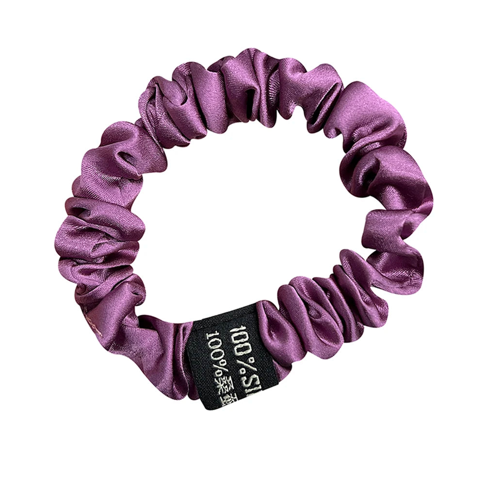 100% Pure Mulberry Silk Scrunchies Hair Bands Ties Gum Elastics Ponytail Holders for Women Girls Hair Accessories 19 Momme 1.5CM