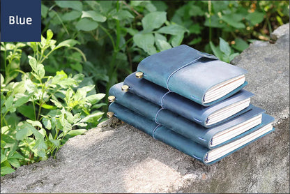 Leather Travel Journal - Refillable Notebook With Embossed Leather Cover, Handmade Diary