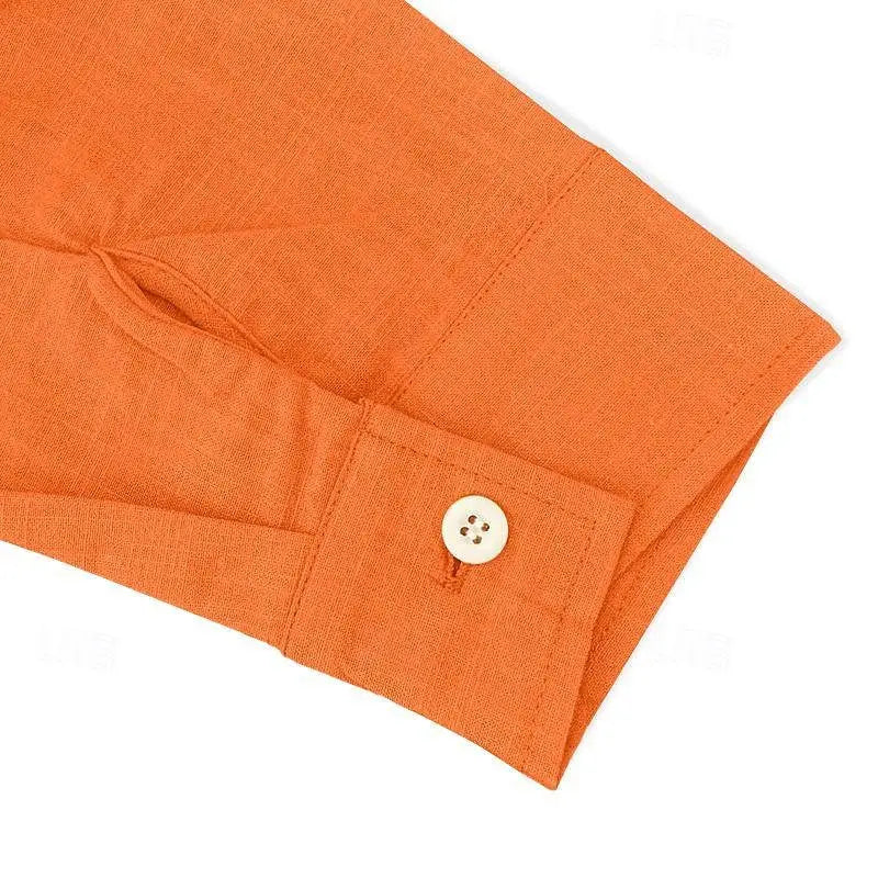 European and American Men's New Lapel Loose Shirt Men's Shirt Linen Shirt Viking Style Pirate Shirt Summer Beach Shirt