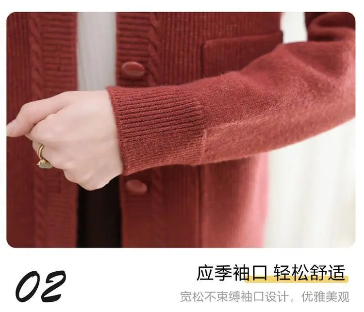 Women's New Spring and Autumn Cardigan Sweater with Loose Cardigan Sweater Jacket