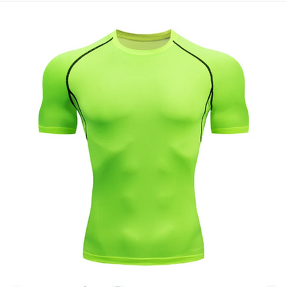 Compression Running Shirt - Men's Tight Short Sleeve Tee | Quick Drying Gym Sportswear
