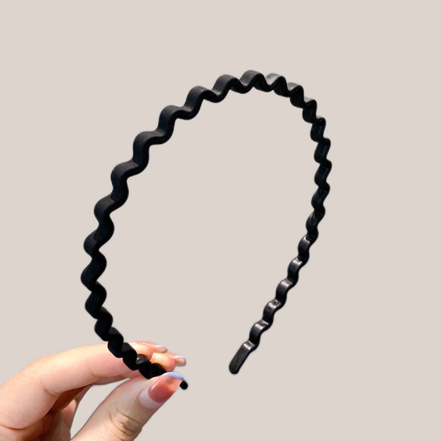 Unisex Metal Wavy Spring Hair Hoop Black Non Slip Outdoor Sports Headbands For Women Men Simple Hairband Face Washing Headdress