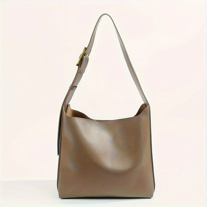 Women's Tote Bag - Minimalist Faux Leather Shoulder Handbag with Zipper Closure