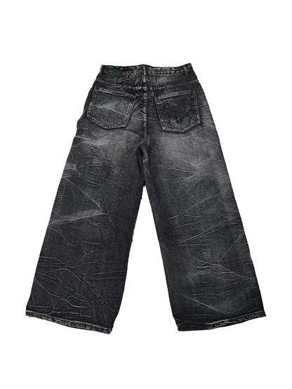 Y2K Retro Oversized Baggy Unisex Mopping Pants Phantom Jeans Men High Street Spider Embroidered Patch Hip Hop Streetwear Gothic