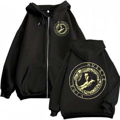 Canserbero All We Need Is Love Muerte Vida Merch Zipper Hoodie Men's Fashion Hip Hop Zip Up Sweatshirts Casual Fleece Pullovers
