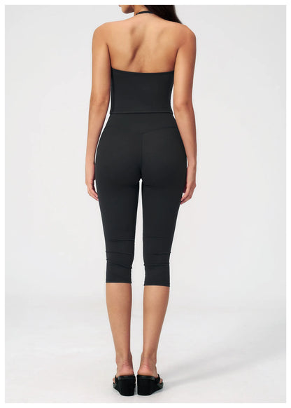Women 2 Piece Yoga Set High Waist Capri Leggings Sports Bra Crop Top Workout Gym Athletic Outfits Female Fitness Activewear Suit