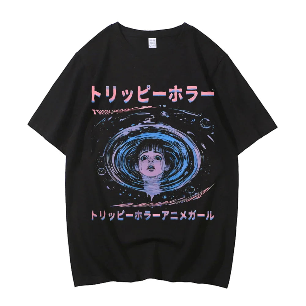 Junji Ito T Shirt Men Punk Hip Hop Tees High Quality Cotton Casual T-shirt Anime Graphic Tees Unisex Streetwear Male