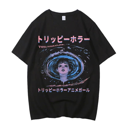 Junji Ito T Shirt Men Punk Hip Hop Tees High Quality Cotton Casual T-shirt Anime Graphic Tees Unisex Streetwear Male