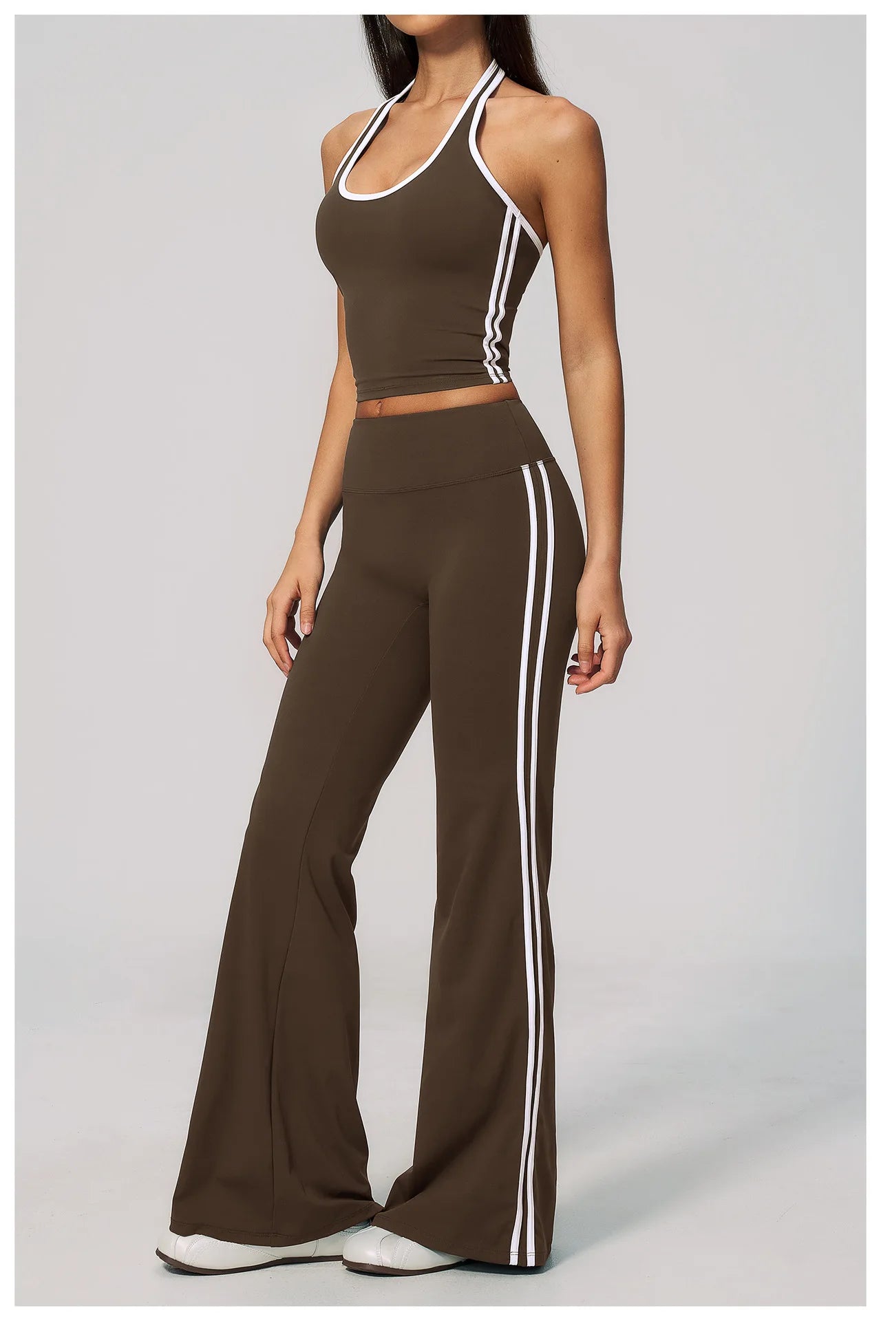 2 Pieces Workout Suit Women Yoga Outfits Athletic Wear Shockproof Halter Sports Bra High Waist Butt Lift Yoga Pants Fitness Suit