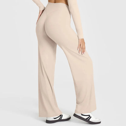 VEQKING Soft Active Women Yoga Pants Strait-leg Yoga Pilates Trousers Naked Feel Gym Fitness Peach Hip Outfits Loose Fit Bottoms