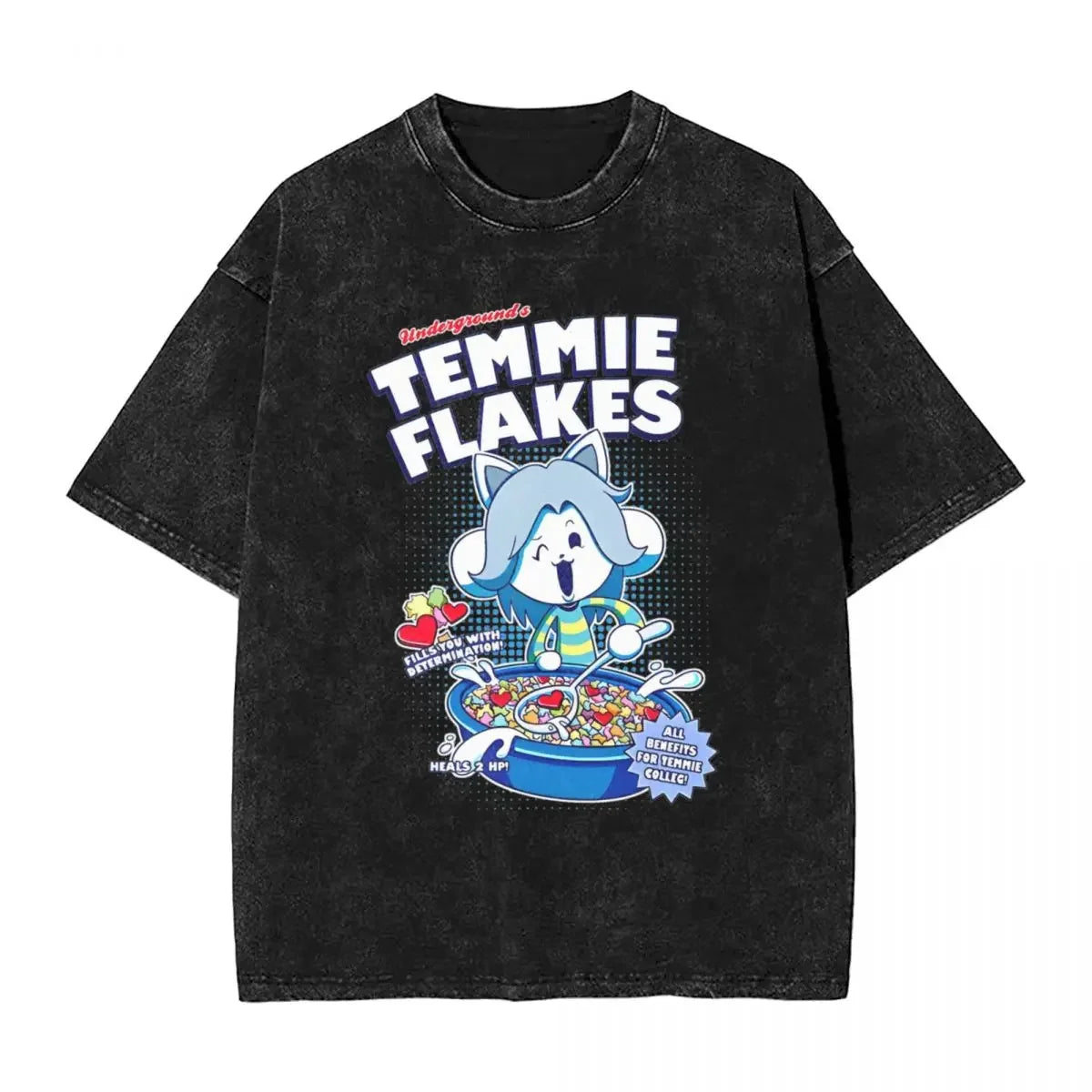 Washed Cartoon T Shirts Undertale Dog Pocket Graphic T-Shirts Cotton Loose Streetwear Short Sleeve Tee Shirt Men Women Clothing