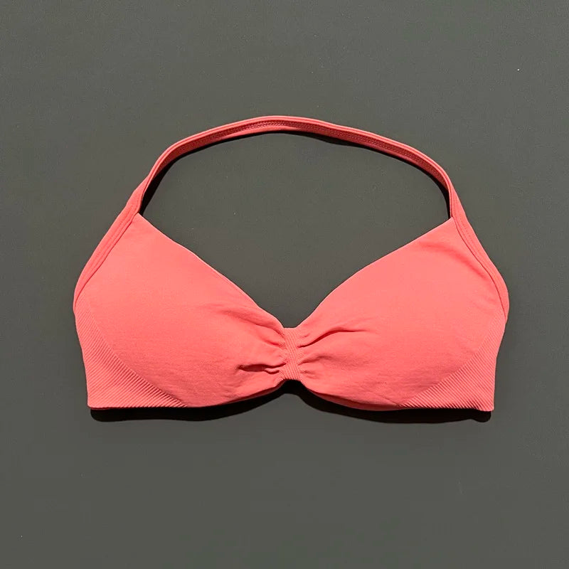 Impact Sports Bra - High Support Strappy Halter Bra With Removable Pads