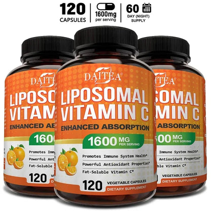 Daitea Vitamin C Complex Liposomal Capsules - 1600 mg Lecithin Collagen Formation - Antioxidant, Energy