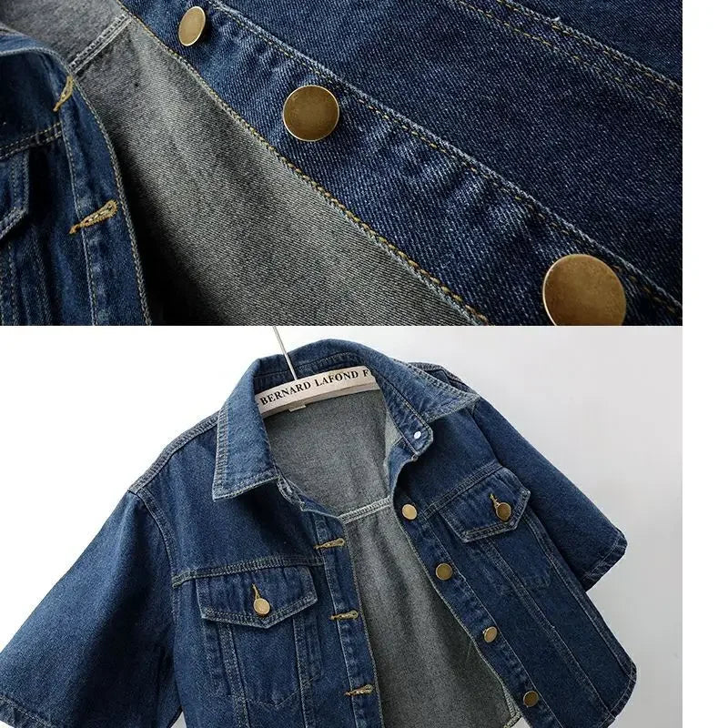 Fashionable New Versatile Short Sleeved Denim Jacket for Women Loose Korean Version Top Small Shawl Cardigan for Outerwear