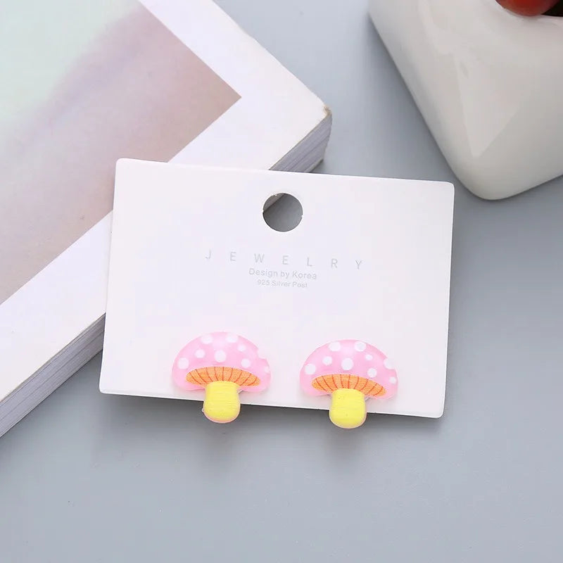 Children's Earrings No Punch Cute Vegetables Flowers Girls Ear Clips Korean Version Pain-resistant Resin Children's Ear Clips