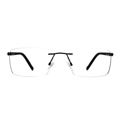 Rimless Prescription Glasses - Men's Rectangle Optical Eyeglasses With Anti Blue Light Lenses