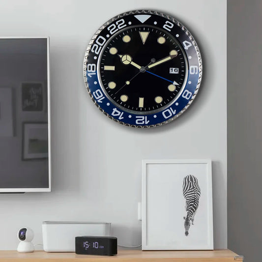 Luxury Metal Wall Clock - Modern 34cm Luminescent Home Decor