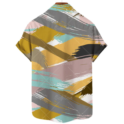 2022 3d Graffiti Oil Painting Printed Shirt Men Fashion Streetwear Hawaiian Beach Casual Lapel Plus Size 2022