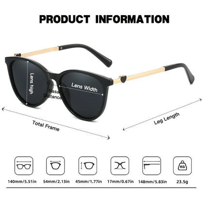 Polarized Cat Eye Sunglasses - Women's Fashion Alloy Frame Gradient Lens UV400 Protection