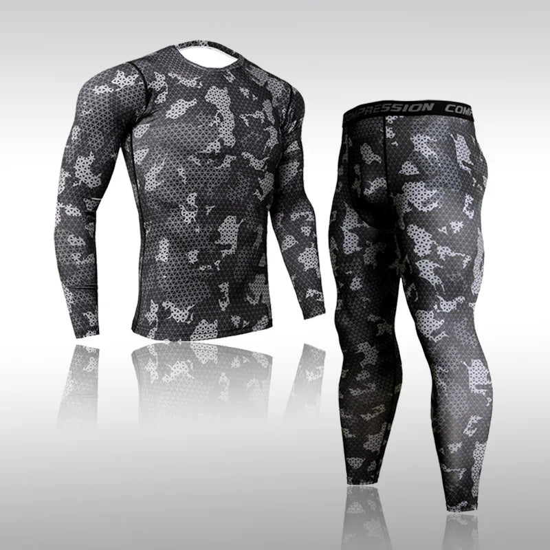 Men's Compression Gym Tights - Muscle Support Workout Pants | Quick Dry Sportswear Set