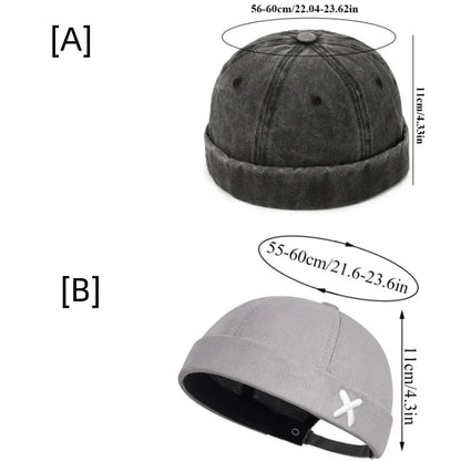 Denim Docker Cap – Brimless Sailor Beanie, Adjustable
