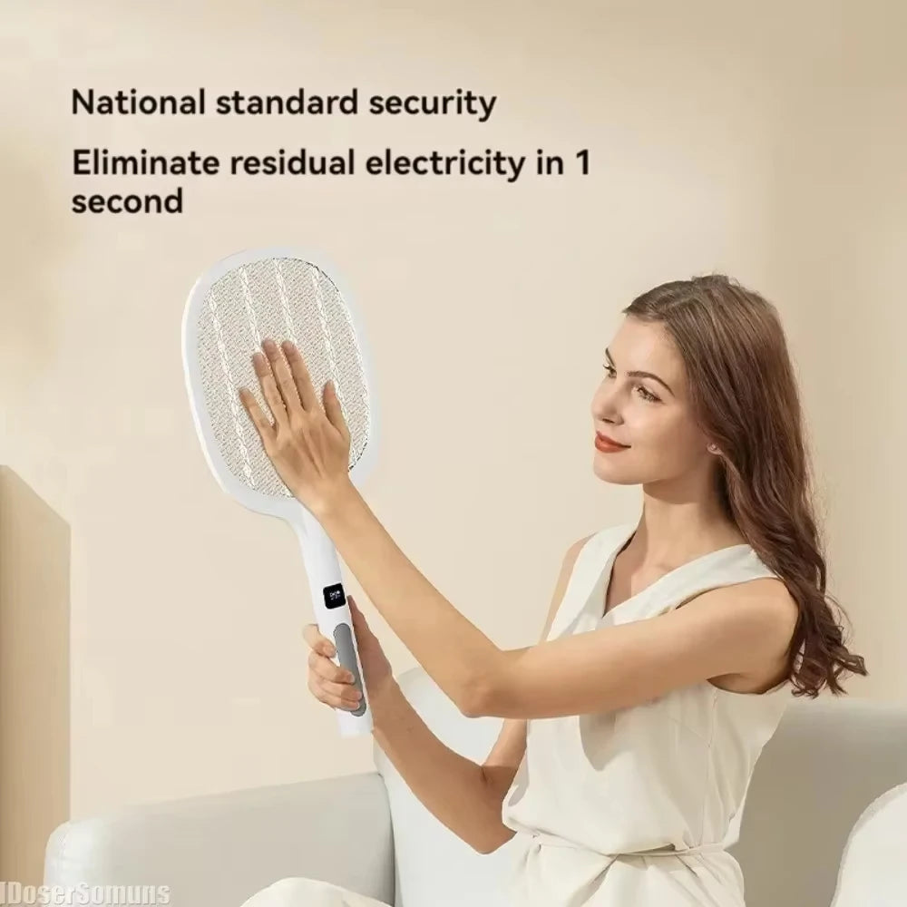 Electric Fly Swatter Handheld Fly Killer and Mosquito Trap Lamp Safe Rechargeable for Home Office Backyard Patio Camping