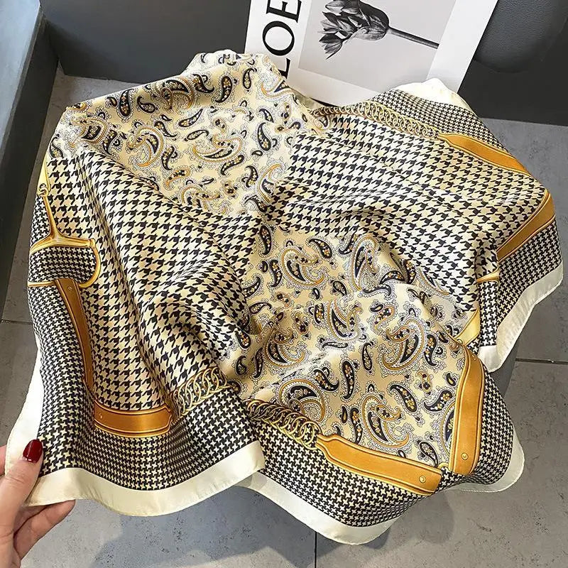 Luxury Silk Square Scarf - Womens Satin Neckerchief  Hair Wrap 2023