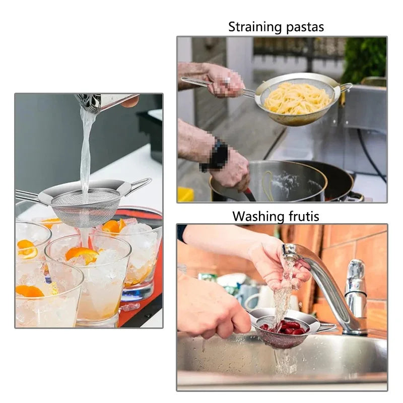 Stainless Steel Sieve - Fine Mesh Strainer & Durable Wire Mesh Filter for Kitchen