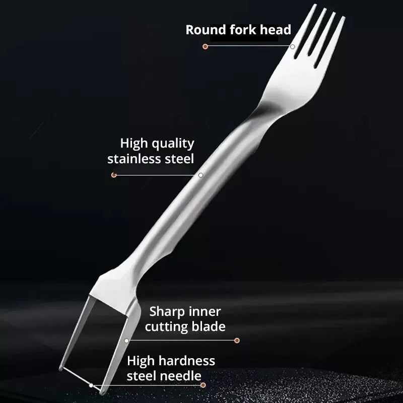 2-in-1 Watermelon Slicer & Fork – Stainless Steel Fruit Cutter