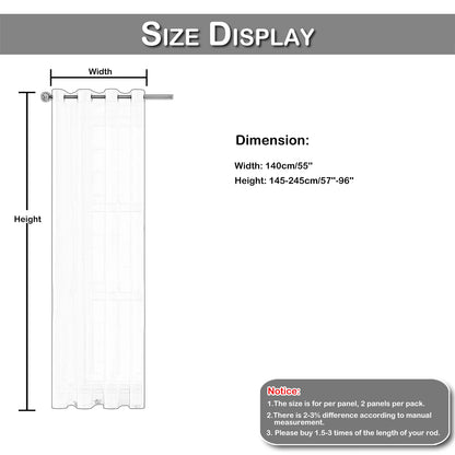 Striped Sheer Curtains | Soft Voile Fabric Semi Sheer Drapes - Eyelet Panels for Office & Home