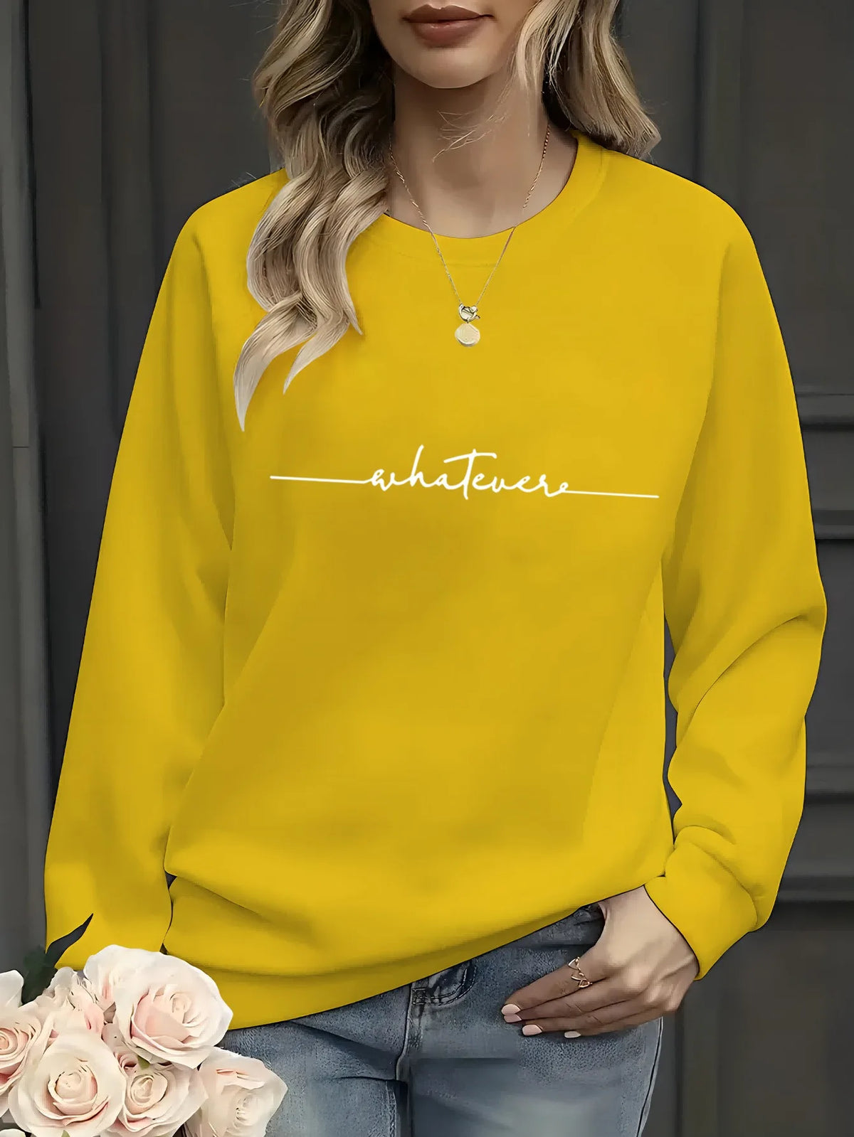 Women's Casual Heart Print Pullover Sweatshirt Geometric Design Long Sleeve Round Neck Machine Washable Regular Fit for Autum