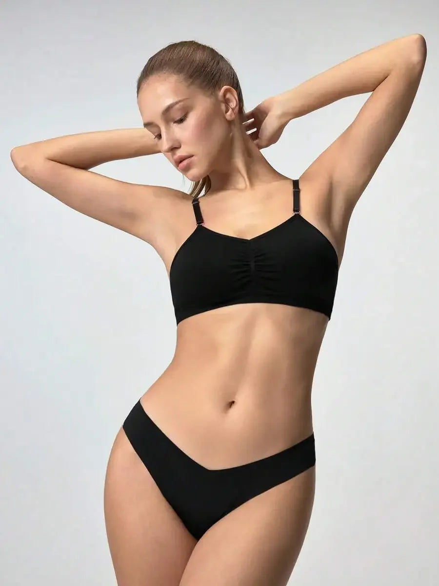 Seamless Thong Panties For Women, Breathable Comfortable High Elasticity Solid Color Quick Dry Daily Wear