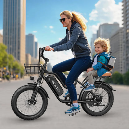 Electric Bike for Adults 20'' 1500W Peak Ebike Up to 50 Miles 32MPH Electric Mountain Bike 48V 20AH Removable Battery UL2849